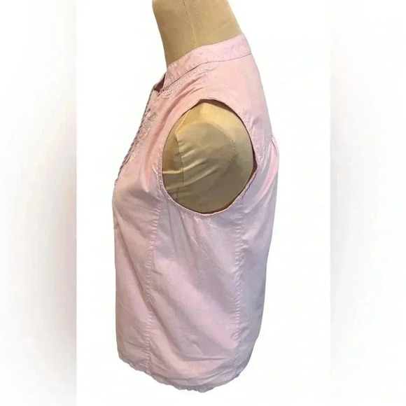 J. Crew Womens Blouse Size 2 Pink Tassel Tie V Neck Embroidered Tank Top In EUC. - Picture 5 of 9